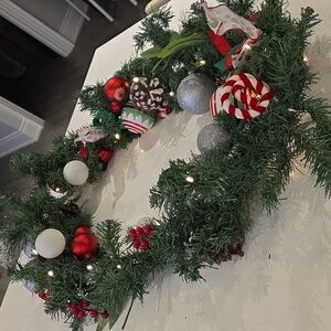 6 Foot Christmas Garland With Lights,  Ornaments and Bows    3 FOR $45